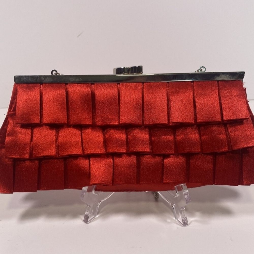 Hollywould Red Satin Clutch with Chain